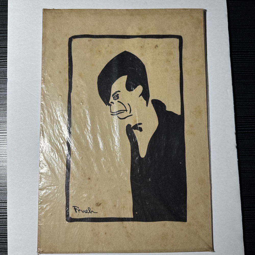 1920's Alfred J. Frueh Original Linocut Caricature of Jacob Ben Ami - 14 x 11